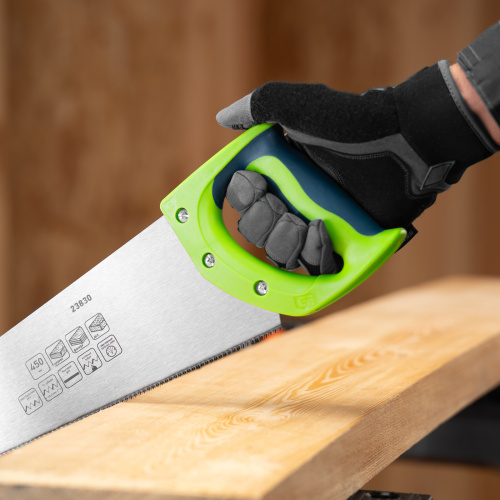 Ножовка по дереву"Зубец" для точных пильных работ, 450 мм, каленый зуб 2D, 14 TPI, двухкомпонентная рукоятка Сибртех по ценам производителя в Воронеже с доставкой по всей России