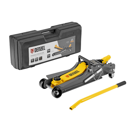 Домкрат гидравлический подкатной с фиксатором, 2,5 т,  85-385 мм, в пласт. кейсе Denzel по ценам производителя в Воронеже с доставкой по всей России
