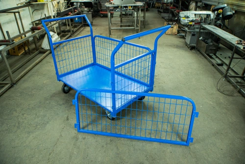 Тележка платформенная TOR ТП-3С (700х1200) с бортами из сетки и двумя ручками (колеса 160 мм) по ценам производителя в Воронеже с доставкой по всей России