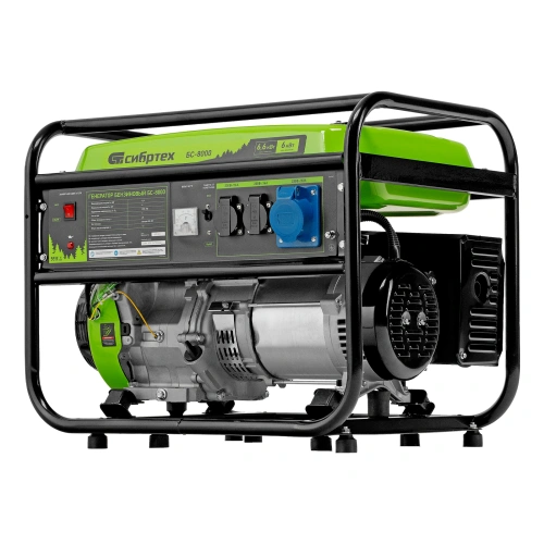 Генератор бензиновый БС-8000, 6,6 кВт, 230В, четырехтактный, 25 л, ручной стартер Сибртех по ценам производителя в Воронеже с доставкой по всей России