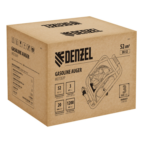 Мотобур DX-52, объем двигателя 52 см3, соединение 20 мм, без шнека Denzel купить в Москве с доставкой по всей России | ProtosMarket.ru