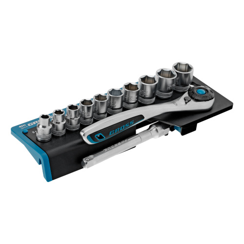 Набор торцевых головок, трещотка 120 зубьев, 3/8", CrV, 12 предметов Gross по ценам производителя в Воронеже с доставкой по всей России