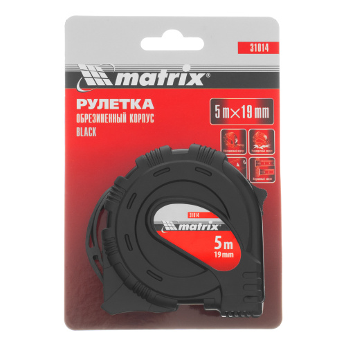 Рулетка Black,5 м х 19 мм,обрезиненный корпус Matrix по ценам производителя в Воронеже с доставкой по всей России
