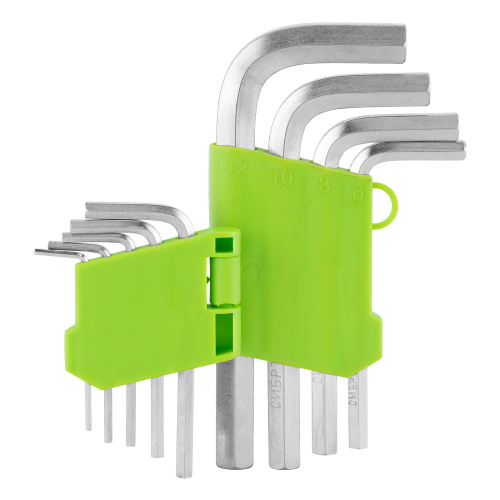 Набор ключей имбусовых HEX, 2-12 мм, 45x, закаленные, 9 шт, короткие, никель Сибртех по ценам производителя в Воронеже с доставкой по всей России