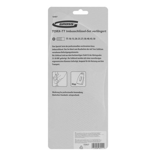 Набор ключей имбусовых Torx -TT, 9 шт: T10-T50, удлиненные, S2, сатинированные Gross по ценам производителя в Воронеже с доставкой по всей России