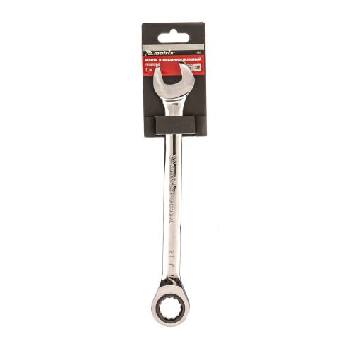 Ключ комбинированный трещоточный, 21 мм, CrV, зеркальный хром Matrix по ценам производителя в Воронеже с доставкой по всей России