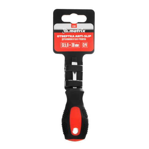 Отвертка Anti-Slip, SL5 х 38 мм, CrV, двухкомпонентная рукоятка Matrix по ценам производителя в Воронеже с доставкой по всей России