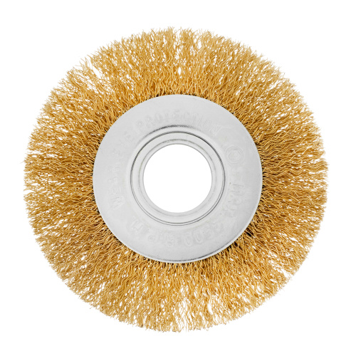 Щетка для УШМ, 100 мм, посадка 22.2 мм, плоская, латунированная витая проволока Matrix по ценам производителя в Воронеже с доставкой по всей России