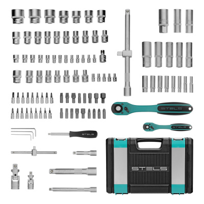 Набор инструментов 1/2", 1/4", CrV, 12 гранные головки, пластиковый кейс, 109 предмета Stels по ценам производителя в Воронеже с доставкой по всей России
