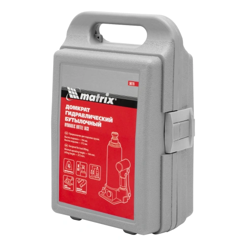 Домкрат гидравлический бутылочный, 4 т, h подъема 194-372 мм, в пластиковом кейсе Matrix по ценам производителя в Воронеже с доставкой по всей России