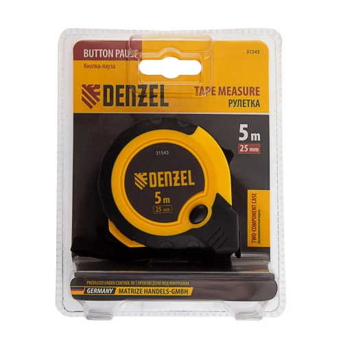 Рулетка 5м х 25мм, двухкомп. корпус, кнопка-пауза Denzel по ценам производителя в Воронеже с доставкой по всей России