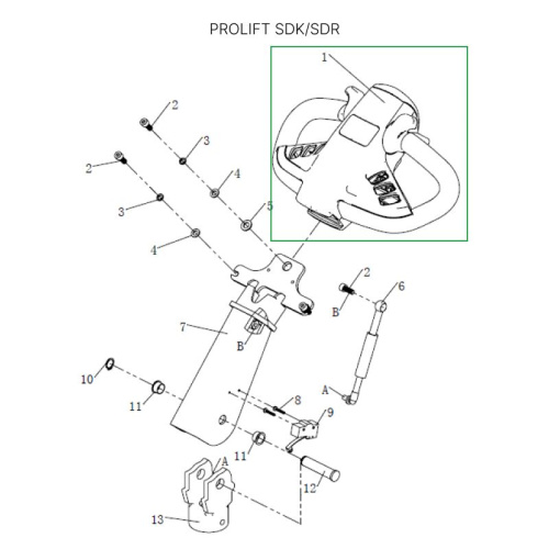Верхняя часть ручки в сборе для штабелеров SDR 1533/1536/1545S/1645/1656/2036/2045, SDK по ценам производителя в Воронеже с доставкой по всей России