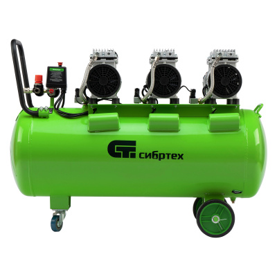 Компрессор безмаслянный малошумный МБ 2250/100, 2250 Вт, 100л, 400 л/мин Сибртех по ценам производителя в Воронеже с доставкой по всей России