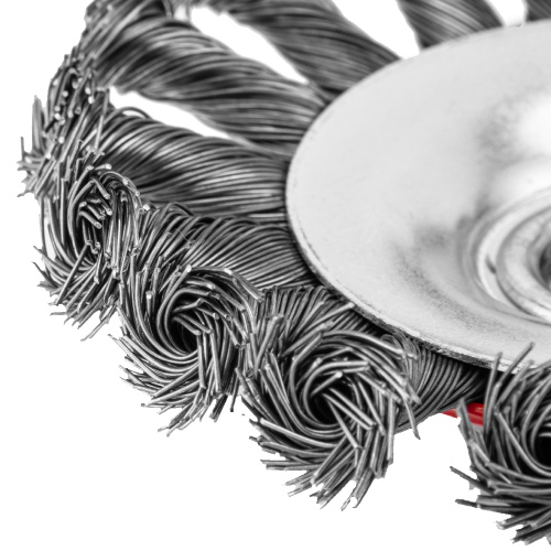 Щетка для УШМ, 115 мм, М14, "тарелка", крученая проволока 0.5 мм Matrix по ценам производителя в Воронеже с доставкой по всей России