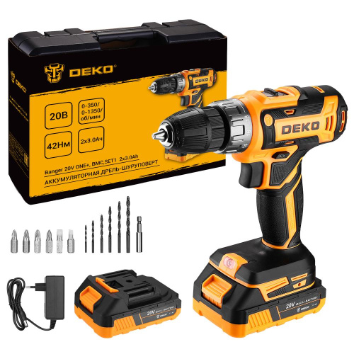 Аккумуляторная дрель-шуруповерт DEKO Banger 20V ONE+ 13 предметов в кейсе, 2x3.0Ач по ценам производителя в Воронеже с доставкой по всей России