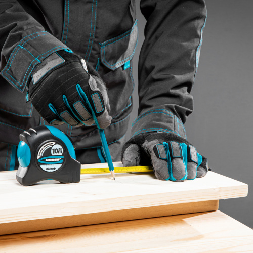 Рулетка "Schlagfest",10 м x 25 мм,магнитный обрезиненный зацеп,двусторонняя шкала,автоматическая фиксация Gross по ценам производителя в Воронеже с доставкой по всей России