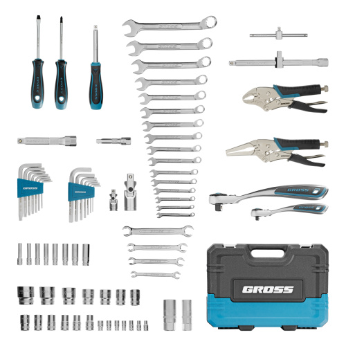 Набор инструментов, 1/4", 1/2", CrV, 120 зубьев, 78 предметов Gross по ценам производителя в Воронеже с доставкой по всей России