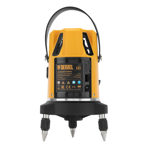 Лазерный уровень LX3, 10 м, ± 0,3 мм/1 м, 635 нм, 4 вертикальных, 1 горизонтальная плоскости, резьба 5/8" Denzel по ценам производителя в Воронеже с доставкой по всей России