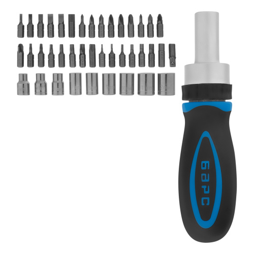 Отвертка реверсивная с набором бит и торцевыми головками, 41 шт Барс по ценам производителя в Воронеже с доставкой по всей России