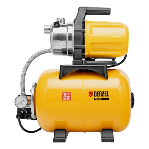 Насосная станция PS800X, 800 Вт, 3200 л/ч, ресивер 24 л, подъем 38 м, нержавейка Denzel по ценам производителя в Воронеже с доставкой по всей России