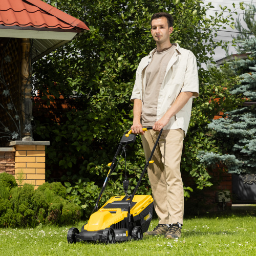 Газонокосилка электрическая GM-1100, 1100 Вт, шир. 32 см, 3 уров., травосб. 30 л Denzel по ценам производителя в Воронеже с доставкой по всей России