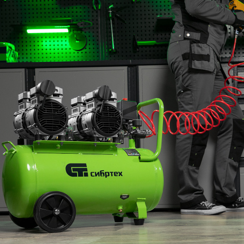 Компрессор безмаслянный малошумный МБ 2000/50, 2000 Вт, 50л, 300 л/мин Сибртех по ценам производителя в Воронеже с доставкой по всей России