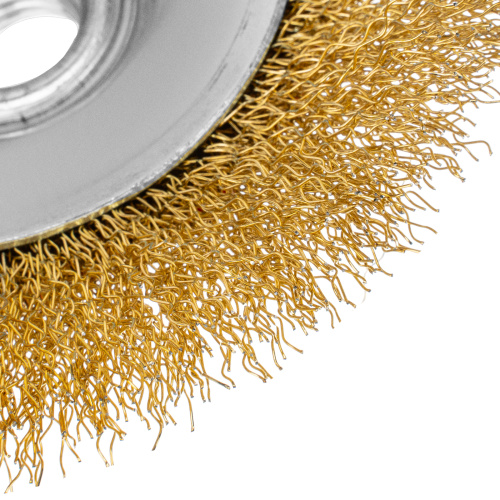 Щетка для УШМ, 125 мм, М14, "тарелка", латунированная витая проволока Matrix по ценам производителя в Воронеже с доставкой по всей России