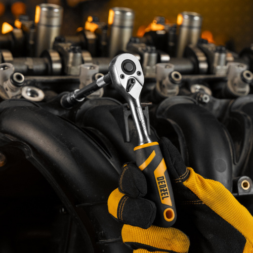 Ключ-трещотка 1/4", 90 зубьев, с быстрым сбросом, CrV Denzel по ценам производителя в Воронеже с доставкой по всей России