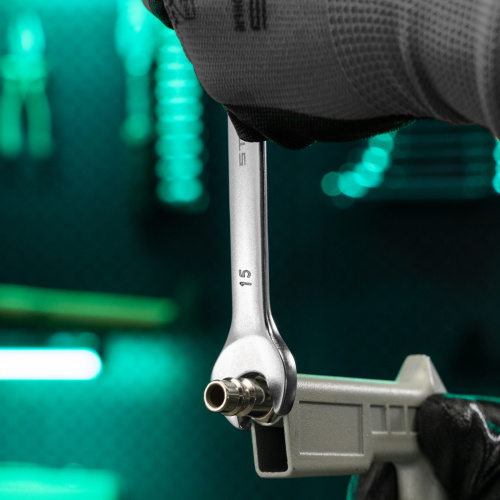 Ключ комбинированный, 15 мм, CrV, матовый хром Stels по ценам производителя в Воронеже с доставкой по всей России