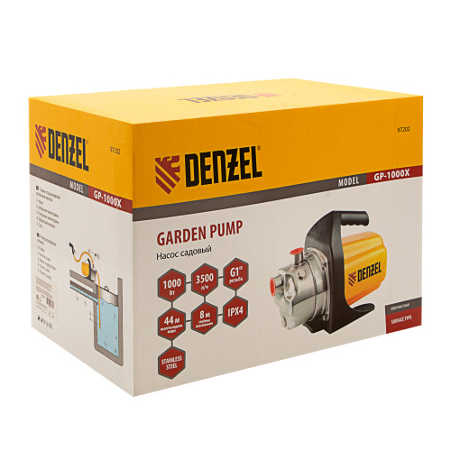 Садовый поверхностный насос GP 1000Х, 1000 Вт, 3500 л/ч, подъем 44 м, нержавейка Denzel по ценам производителя в Воронеже с доставкой по всей России