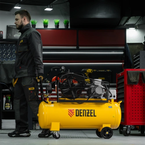 Компрессор воздушный BCW3000-T/100, ременный привод, 3.0 кВт, 100 литров, 520 л/мин Denzel по ценам производителя в Воронеже с доставкой по всей России