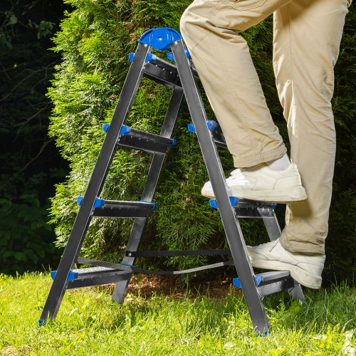 Стремянка двухсторонняя 4 ступени, сталь профиль, стальные ступени, Сибртех по ценам производителя в Воронеже с доставкой по всей России